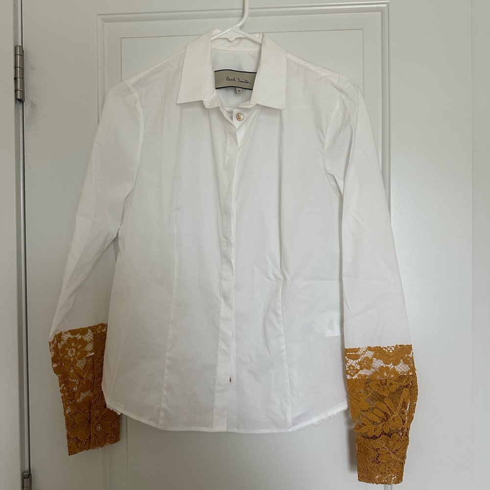 Paul Smith White Shirt with Gold Lace Sleeves